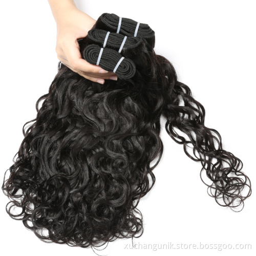 Uniky 8A water wave hair flat weft natural black virgin filipino hair 3 bundles with closures free sample hair bundles